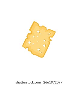 Pedazo de queso aislado en blanco. Queso en estilo plano. Ilustración vectorial alimentaria