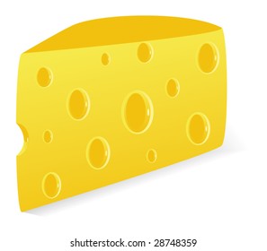 Piece of cheese isolated on a white background. Vector illustration.