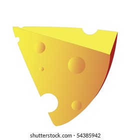 A piece of cheese isolated on white background.