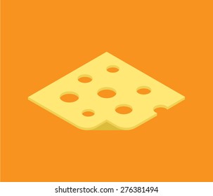 A piece of cheese. Isometric icon. Vector image.