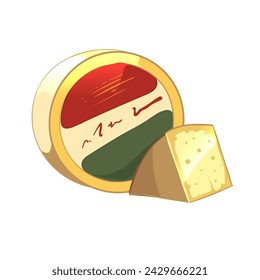 Piece of cheese isometric view isolated on white background