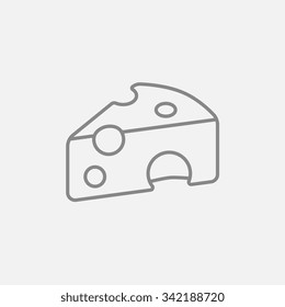 Icono de línea de queso para web, móvil e infografía. Icono vector de gris oscuro aislado en fondo gris claro.
