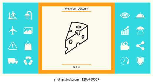 Piece of cheese linear icon. Graphic elements for your design