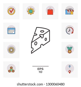 Piece of cheese linear icon. Graphic elements for your design