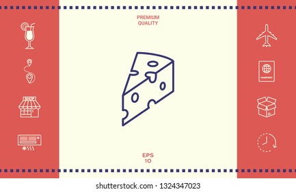 Piece of cheese linear icon. Graphic elements for your design