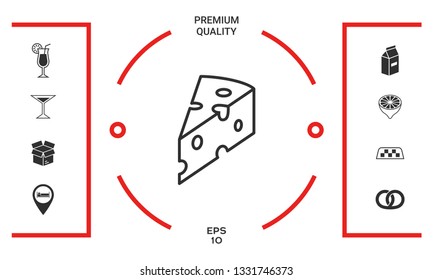 Piece of cheese linear icon. Graphic elements for your design