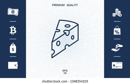 Piece of cheese linear icon. Graphic elements for your design