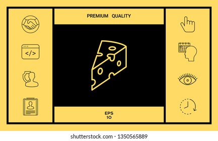 Piece of cheese linear icon. Graphic elements for your design