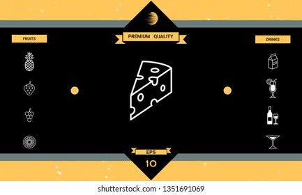 Piece of cheese linear icon. Graphic elements for your design