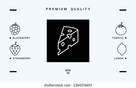 Piece of cheese linear icon. Graphic elements for your design