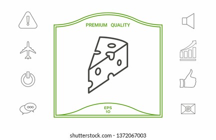 Piece of cheese linear icon. Graphic elements for your design