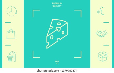 Piece of cheese linear icon. Graphic elements for your design