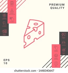 Piece of cheese linear icon. Graphic elements for your design