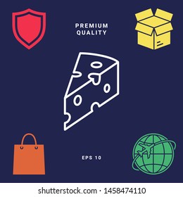 Piece of cheese linear icon. Graphic elements for your design