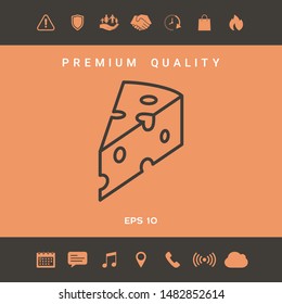 Piece of cheese linear icon. Graphic elements for your design