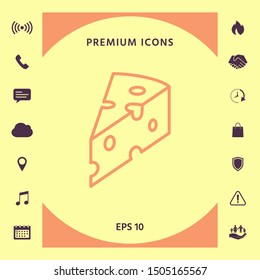 Piece of cheese linear icon. Graphic elements for your design