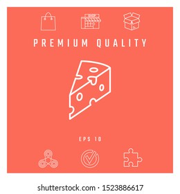 Piece of cheese linear icon. Graphic elements for your design