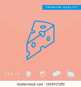 Piece of cheese linear icon. Graphic elements for your design