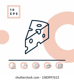 Piece of cheese linear icon. Graphic elements for your design