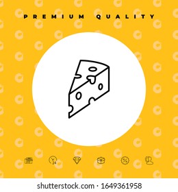 Icono lineal de pedazo de queso. Elementos gráficos para el diseño