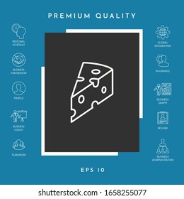 Piece of cheese linear icon. Graphic elements for your design