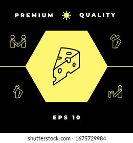 Piece of cheese linear icon. Graphic elements for your design