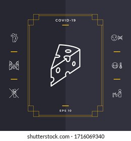 Icono lineal de pedazo de queso. Elementos gráficos para el diseño