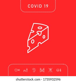 Piece of cheese linear icon. Graphic elements for your design