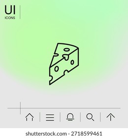 Pedazo de icono lineal de queso. Signos y símbolos para su diseño