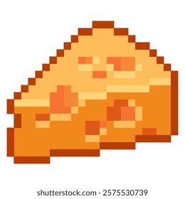 Piece of cheese for making dish with yellow color vector pixel art for element, icon, symbol, game