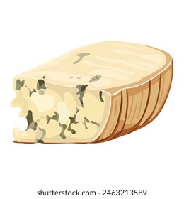 A piece of cheese with mold. Illustration on a white background