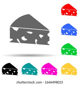 icono de un pedazo de queso de varios colores. Glifo simple, vector plano de iconos de mercado para ui y ux, sitio web o aplicación móvil