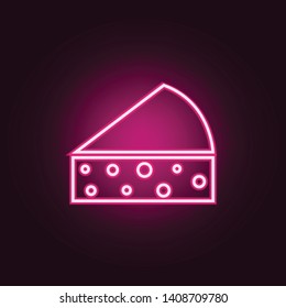 piece of cheese neon icon. Elements of web set. Simple icon for websites, web design, mobile app, info graphics