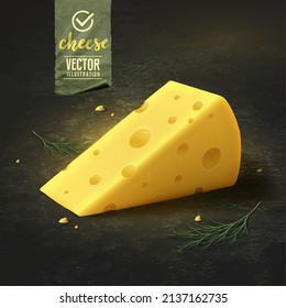 Pieza de queso de fondo oscuro