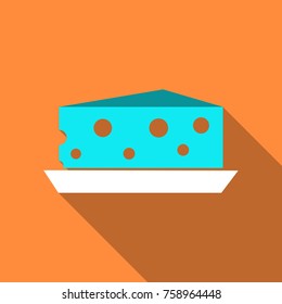 Piece of cheese on the plate with shadow