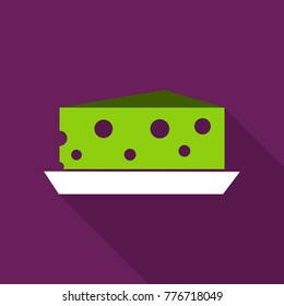 Piece of cheese on the plate with shadow