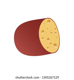 Piece of cheese on a white background. Vector illustration