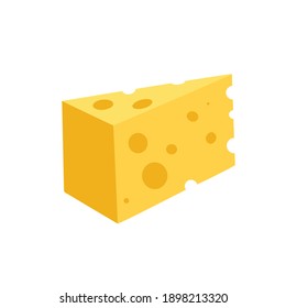 Ein Stück Käse auf weißem Hintergrund. Milcherzeugnisse. Flache Vektorgrafik