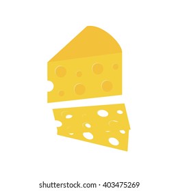 Piece of cheese on white background. Vector illustration