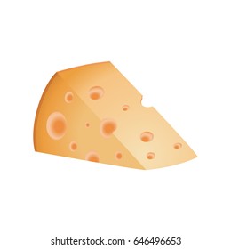 A piece of cheese on white background