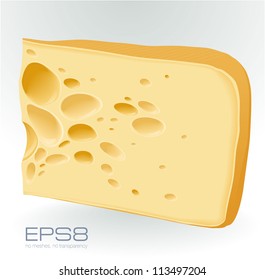 Piece of cheese on white. Vector.