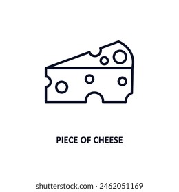 piece of cheese outline icon.  Thin line icon from bistro and restaurant collection. Editable vector isolated on white background