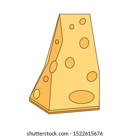 piece of cheese over white background, vector illustration