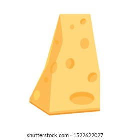 piece of cheese over white background, vector illustration