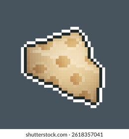 Piece of cheese in pixel art style with isolated background