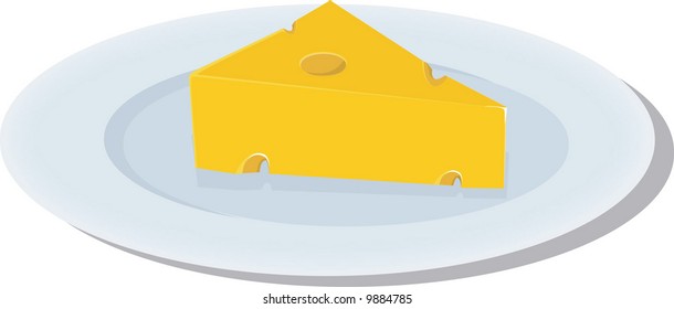 a piece of cheese in a plate	