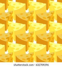 Piece Cheese seamless pattern. Milk product texture. Food background