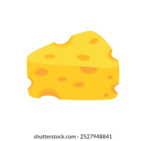 A piece of cheese slice in cute flat cartoon icon doodle for food ingredient vector illustration isolated on transparent background