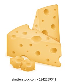 piece of cheese sliced with holes stock vector illustration isolated on white background