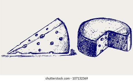 Piece cheese. Vector